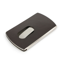 Genuine leather stainless steel business card case