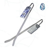 Blue and white bookmarks